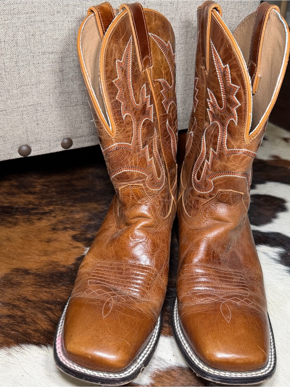 Cody James Men’s 10D Brown Leather Square Toe Western Cowboy Boots